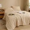 Xuege Home Textiles' off-white vertical striped plush bedding set of four pieces is a warm and comfortable autumn and winter collection details Picture